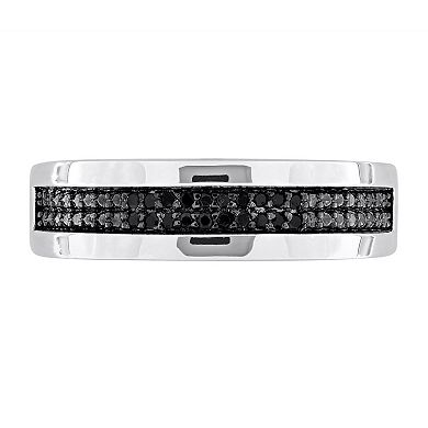 Stella Grace Men's Sterling Silver 1/10 Carat T.W. Black Diamond Anniversary Ring