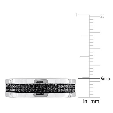 Stella Grace Men's Sterling Silver 1/10 Carat T.W. Black Diamond Anniversary Ring