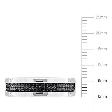 Stella Grace Men's Sterling Silver 1/10 Carat T.W. Black Diamond Anniversary Ring