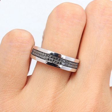 Stella Grace Men's Sterling Silver 1/10 Carat T.W. Black Diamond Anniversary Ring