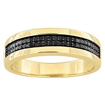 Stella Grace Men's 18k Gold Over Silver 1/10 Carat T.W. Diamond Anniversary Ring