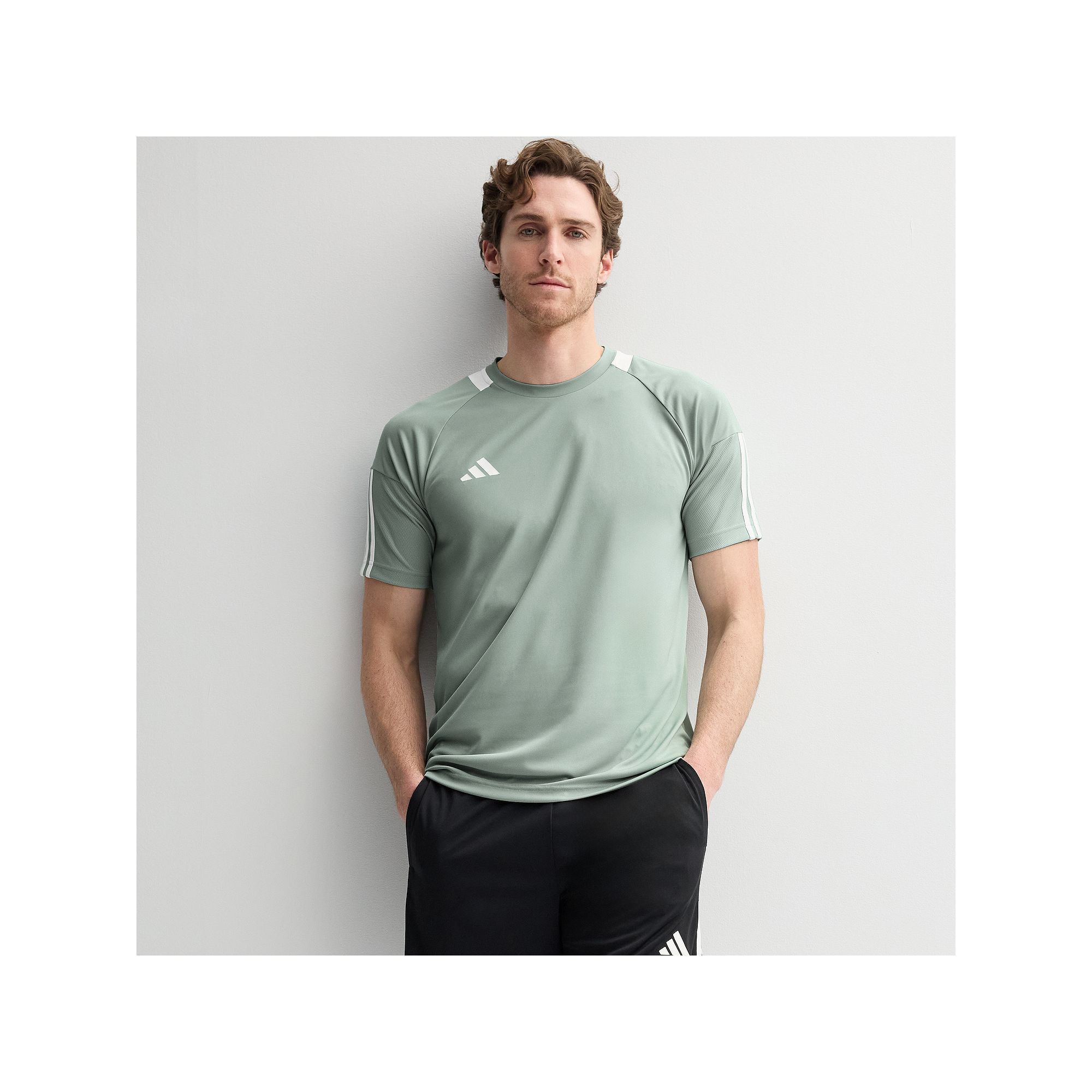 Mens adidas Sereno 3-Stripes AEROREADY Sportswear T-Shirt, Size: Small, Wo