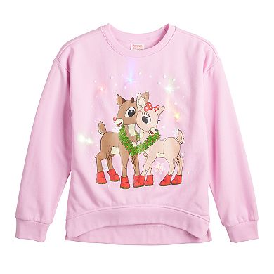 Girls 7-16 Rudolph the Red-Nosed Reindeer Light-Up Sweatshirt