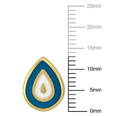 Stella Grace 14k Gold Turquoise & White Enamel Teardrop Stud Earrings