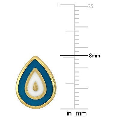 Stella Grace 14k Gold Turquoise & White Enamel Teardrop Stud Earrings