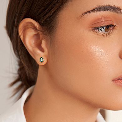 Stella Grace 14k Gold Turquoise & White Enamel Teardrop Stud Earrings