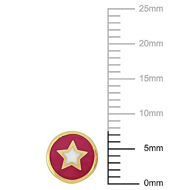 Stella Grace 14k Gold Pink & White Enamel Star Medallion Stud Earrings