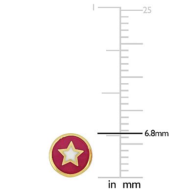 Stella Grace 14k Gold Pink & White Enamel Star Medallion Stud Earrings