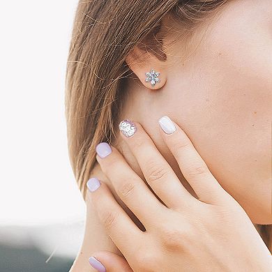 Stella Grace 14k White Gold Aqumarine & Diamond Accent Floral Stud Earrings