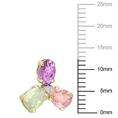 Stella Grace 14k Gold Multi-Color Sapphire & Diamond Accent 3-Stone Stud Earrings