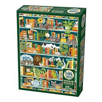 Outset Media Cobble Hill 1000 pc Puzzle: The Purrfect Bookshelf