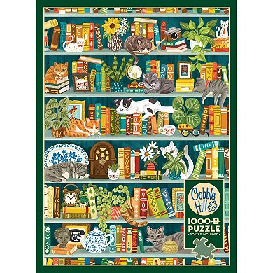Outset Media Cobble Hill 1000 Piece Puzzle: The Purrfect Bookshelf