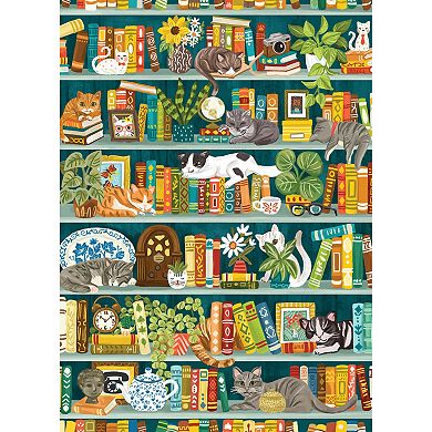 Outset Media Cobble Hill 1000 Piece Puzzle: The Purrfect Bookshelf