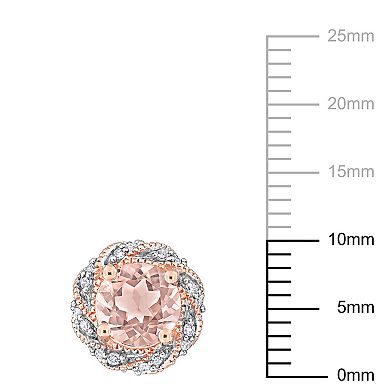 Stella Grace 14k Rose Gold Morganite & 1/5 Carat T.W Diamond Swirl Stud Earrings