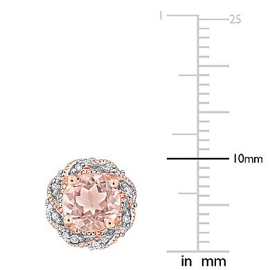 Stella Grace 14k Rose Gold Morganite & 1/5 Carat T.W Diamond Swirl Stud Earrings