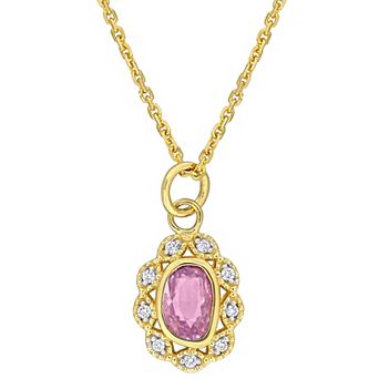 Stella Grace 14k Gold Purple Sapphire & Diamond Accent Halo Pendant Necklace