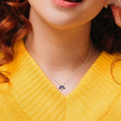 Stella Grace 14k White Gold Sapphire & Diamond Accent Delicate Floral Pendant Necklace