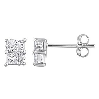 Stella Grace 14k White Gold 1/2 Carat T.W Diamond Cluster Stud Earrings