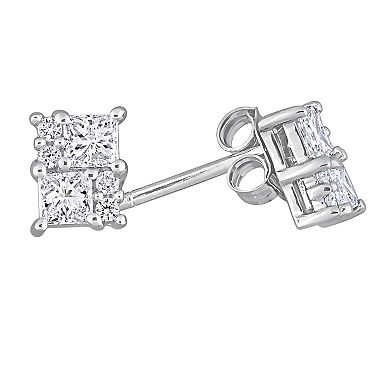 Stella Grace 14k White Gold 1/2 Carat T.W Diamond Cluster Stud Earrings