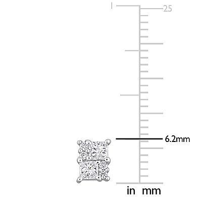 Stella Grace 14k White Gold 1/2 Carat T.W Diamond Cluster Stud Earrings