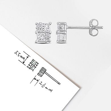 Stella Grace 14k White Gold 1/2 Carat T.W Diamond Cluster Stud Earrings