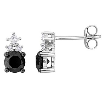 Stella Grace 14k White Gold 1 1/8 Carat T.W Black & White Diamond Stud Earrings