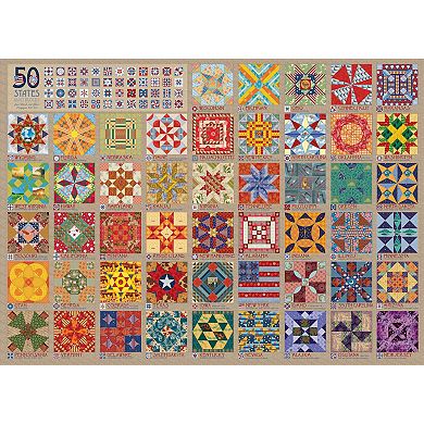 Cobble Hill 1000 Piece Puzzle: 50 States Quilt Blocks