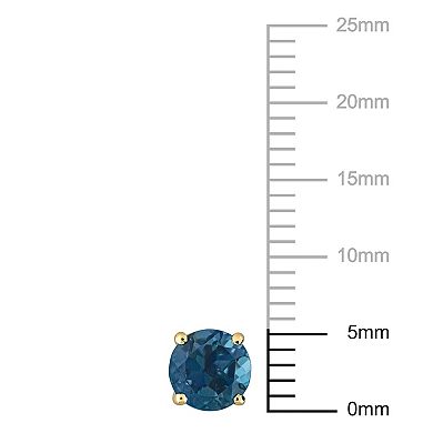 Stella Grace 14k Gold London Blue Topaz Solitaire Stud Earrings