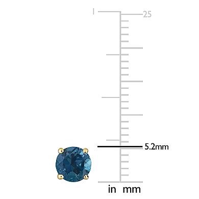 Stella Grace 14k Gold London Blue Topaz Solitaire Stud Earrings