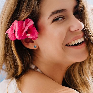 Stella Grace 14k Gold London Blue Topaz Solitaire Stud Earrings