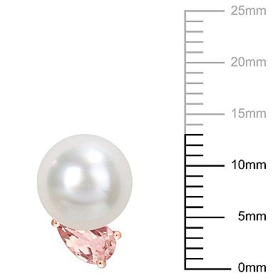 Stella Grace 14k Rose Gold South Sea Cultured Pearl & Morganite Stud Earrings