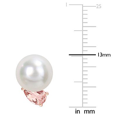 Stella Grace 14k Rose Gold South Sea Cultured Pearl & Morganite Stud Earrings