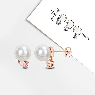 Stella Grace 14k Rose Gold South Sea Cultured Pearl & Morganite Stud Earrings