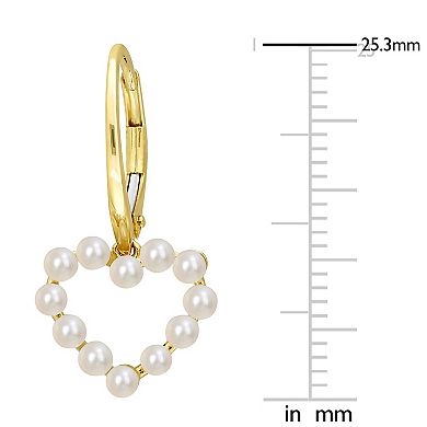 Stella Grace 14k Gold Simulated Pearl Heart Leverback Earrings