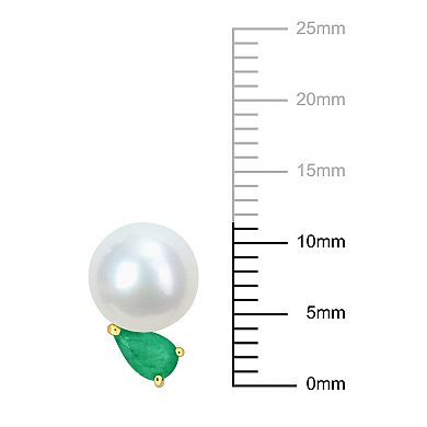 Stella Grace 14k Gold Freshwater Cultured Pearl & Emerald Stud Earrings