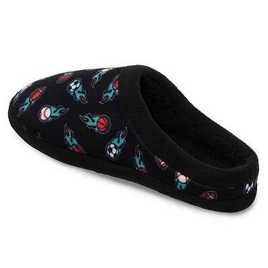 Boys Cuddl Duds® Printed Sports Fleece Clog Slippers