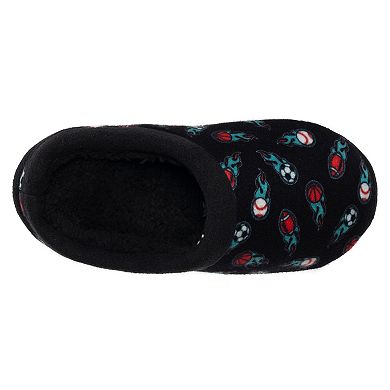 Boys Cuddl Duds® Printed Sports Fleece Clog Slippers