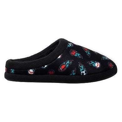 Boys Cuddl Duds® Printed Sports Fleece Clog Slippers