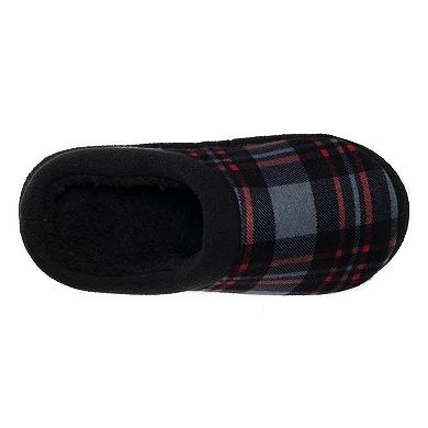 Boys Cuddl Duds® Printed Plaid Fleece Clog Slippers