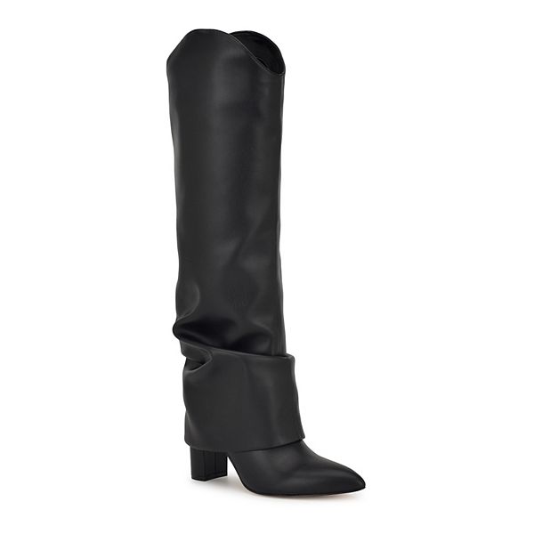 Nine West Lindey Women's Block Heel Pointy Toe Dress Boots - Black (11)