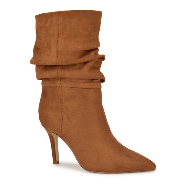 Nine West Slouch Women's Pointy Toe Stiletto Heel Dress Booties - Cognac (12)