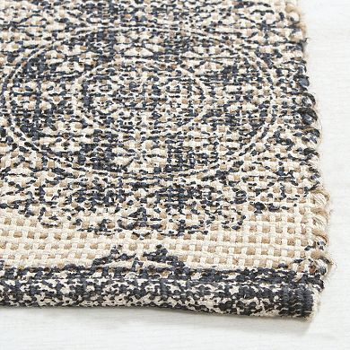 Patina Vie Maison Floral Natural Fiber Cotton Jute Throw Rug