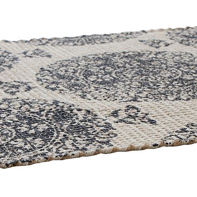 Patina Vie Maison Floral Natural Fiber Cotton Jute Throw Rug