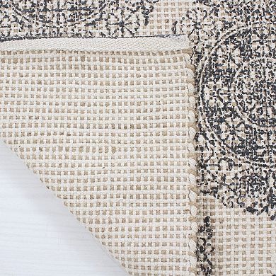 Patina Vie Maison Floral Natural Fiber Cotton Jute Throw Rug