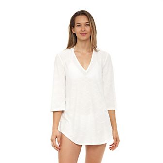Women's Jordan Taylor Textured Wave V-Neck Swim Cover-Up Tunic