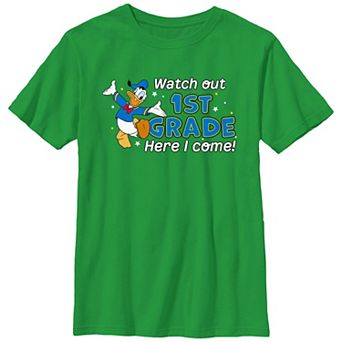 Disney's Donald Duck Watch Out 1st Grade Here I Come Boys 8-20 Graphic Tee