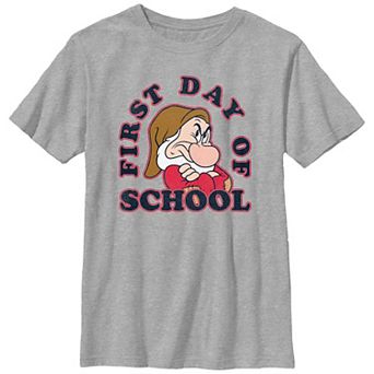 Disney's Snow White And The Seven Dwarfs Grumpy 1st Day Of School Boys 8-20 Graphic Tee
