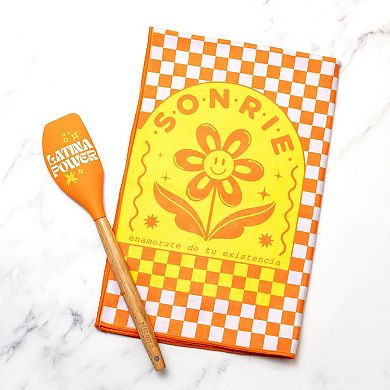 JZD Sonrie Silicone Spatula and Dish Towel Set