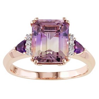 Stella Grace 18k Rose Gold Over Silver Ametrine, Amethyst & Diamond Accent Cocktail Ring