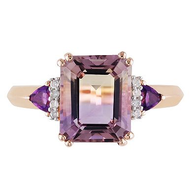Stella Grace 18k Rose Gold Over Silver Ametrine, Amethyst & Diamond Accent Cocktail Ring